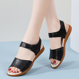 哚美哚尚夏季软底防滑妈妈鞋女士凉鞋夏季百搭外穿舒适软底平底中老年女鞋 黑色 38