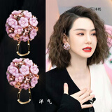 沐嫣陶瓷花朵耳钉女新款潮气质时尚高级感情人节生日礼物耳饰 陶紫