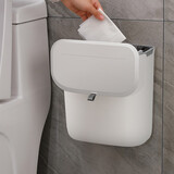 华萍壁挂垃圾桶JAH厨房挂式半自动回弹卫生间厕所创意悬挂收纳桶 9L