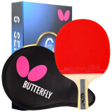 蝴蝶(Butterfly)六星级乒乓球拍直拍 双面反胶专业比赛单拍603 内附拍套