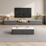 敏耀落地电视柜现代简约岩板茶几地台组合小户型客厅高款实木圆角柜子 2.0m电视柜-高级灰【免费送装】