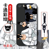 机诺基 苹果iphone5s/SE/5手机壳保护套防摔磨砂软壳男女抖音漫画全包边外壳 电影院 iPhone5加支架+挂绳