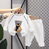 圆圆米米童装男童套装秋款婴儿衣服春装两件套0一4岁男宝宝春秋衣服春秋款 YZ围巾熊套装白色 100 码（85-90cm）2-3岁
