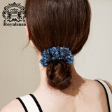 Royal sasa皇家莎莎韩国发饰绢纱头花水晶盘发丸子头头绳马尾辫皮筋大肠发圈 蓝色BE