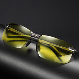 美泰龙偏光变色太阳镜男款钓鱼眼镜专用看水底墨镜汽车司机开车户外运动 枪框夜视变色片