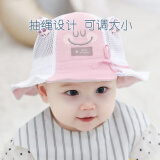 多拉麦格婴儿帽子春夏季薄款遮阳帽男女宝宝透气网眼渔夫帽卡通宝宝帽子 樱花粉【帽围可调节】 46码：(42-46cm)建议4-9个月