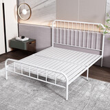 梦想湾 铁艺床 铁架床欧式现代简约公主床 出租房铁床双人单人 白色【加厚龙骨板】 1.5*2.0米带10cm床垫
