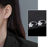 榛橙999银耳环女养耳洞简约气质银耳钉ins潮睡觉不用摘耳骨环耳圈新款 999银花瓣耳环E2-7