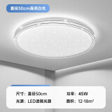 朗科达卧室灯2024年新款主卧房间灯具现代简约网红款轻奢书房led吸顶灯 黑圆50cm高亮白光45W