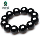 祥祯福珠宝（XIANGZHENFU JEWELRY）玉手链男款A货翡翠墨翠佛珠手串玉石 17-18mm 12颗