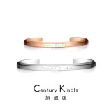 century kindle小ck系列情侣手镯一对 玫瑰金经典素圈男女手镯 开口可调节情侣款 【白+玫】经典手镯一对 一对专区【备注大小号】