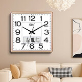 康巴丝（Compas） 挂钟 客厅家用大气方形石英钟办公日历时钟表挂墙卧室壁挂钟表 3112Y日历闪金(32*32cm)