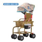 恩曜藤椅婴儿推车可坐可躺仿藤车宝宝夏天夏季超轻便竹藤婴儿童小推车 棚子蓝【可坐躺可站立】