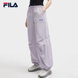 FILA 斐乐官方杨幂同款梭织长裤时尚简约宽松休闲裤子女 淡奶油紫-PU M （165/66A/M）