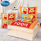 迪士尼（Disney）抱枕被子二合一两用汽车靠枕折叠被毯枕头办公室空调被四色小熊