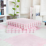 子依满铺毛绒面毯拼接泡沫地垫家用儿童爬行垫方块毯子拼图宝宝爬爬垫 米白色+粉色 30cm*30cm 厚1厘米（9片价）