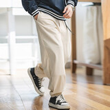 马登工装灯芯绒束脚长裤美式复古宽松休闲裤cityboy拼接卫裤男 米白色 【复古灯芯绒束脚卫裤/解构拼接/Cityboy 宽松工装长裤】 L