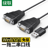 绿联（UGREEN）USB转RS232串口连接线 DB9针公对公com口转换器工业级一拖二连接线 1.5米 30769