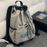 莱枢汇抽绳双肩包户外运动登山包轻便背包骑行大学生书包男女补课束口包 绿色 【大号】1个（不含挂件）