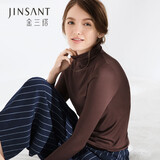 金三塔真丝打底衣100%桑蚕丝高领半高领冬保暖打底衫 高领咖啡色 2XL