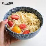 K-UNING 日本进口碗碟餐具釉下彩唐草纹系列面碗饭碗咸菜钵 中碗 古染蛸唐草