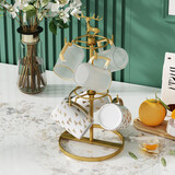 颐馨轻奢咖啡杯架置物架水杯架玻璃杯架倒挂茶杯架家用欧式茶具收纳架 金色 18cm*18cm*37.5cm