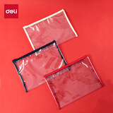 得力（deli）学生透明手提拉链袋 连中三元系列中高考试可用零金属学生资料袋文件袋 试卷收纳袋笔袋 颜色随机 