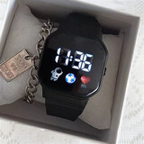 蓝铂丽手表女ins高颜值学生党简约时尚小众设计电子表方太 黑色