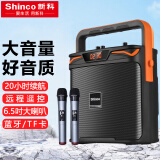 新科（Shinco）T7 手提音响高低音户外音箱大音量广场舞唱歌k歌直播小型家用收音机音箱 双话筒