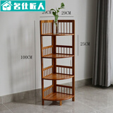 名仕匠人 放茶叶的木架子转角架三角柜架浴室搁板置物架实木储物架楠竹鞋架鞋柜墙角架角落架 4层 3