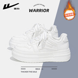 回力女鞋小白鞋女冬季加绒板鞋女士百搭白色休闲鞋学生运动厚底鞋子女 纯白【厚底5CM】加绒款 39