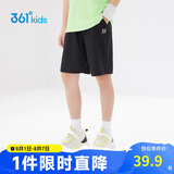 361°儿童短裤夏季男女童3-12岁透气运动裤梭织五分裤 黑 140