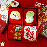 俞兆林礼盒装蛇年本命年大红色袜子属蛇过年送礼鸿运结婚穿中筒长袜 鸿运【公仔礼盒】加礼袋 4双 均码