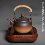 容山堂粗陶茶壶煮茶器茶具套装泡茶壶烧水壶电陶炉围炉煮茶碳炉酒精炉 祥云钮壶小容红檀木纹炉 780ml