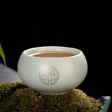 汝道汝窑茶杯可养开片泡茶杯陶瓷功夫茶具单杯描金天青冰裂汝瓷品茗杯 汝窑金福禅定杯70ml