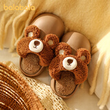 巴拉巴拉儿童棉拖鞋卡通男童加绒拖鞋家居防滑保暖宝宝防水毛拖鞋女孩秋冬