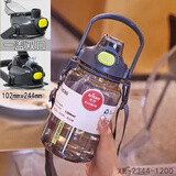 希乐超大容量太空杯tritan材质塑料水杯便携大号水壶户外健身运动水杯 灰色【双饮口】1000ml