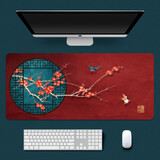 冰雷 中国风国潮古典超大加厚鼠标垫 书法水墨画电竞桌面键盘垫男女生写字电脑垫桌垫学生书桌垫子 古风之一枝独秀(800*300*3MM)