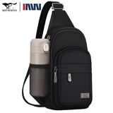 七匹狼男士胸包斜挎包男款大容量防水男式单肩包小背包运动ipad男包包 款一黑色（侧袋款）