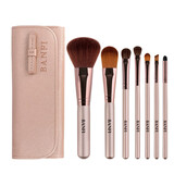 邦菲化妆刷套装眼影刷粉底刷唇刷腮红散粉刷眉刷睫毛刷专业化妆工具 7支 香槟色+蝴蝶结刷包