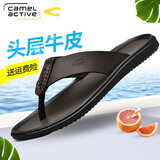 骆驼动感/CAMELACTIVE人字拖男拖鞋男头层牛皮新款时尚潮流凉鞋男真皮沙滩鞋 19293棕色 41
