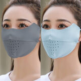 钰美涵无痕口罩女夏冰丝防晒透气薄款防紫外线全脸遮阳时尚个性高弹 无痕网眼2个【深灰+蓝色】