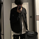 趣米乐美式cleanfit飞行员夹克男春秋季宽松潮牌工装外套高街痞帅衣服 黑色 2XL 【建议140-152斤】