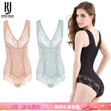 KJ产后性感蕾丝美背连体塑身衣薄款高腰无痕裤连体衣收胃提臀修身 肤色2件装 S 适合体重90斤以内