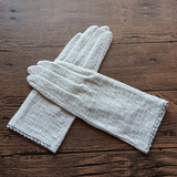 欧伊莱米女士夏季防晒手套棉质舒适透气提花蕾丝面料开车骑行户外防护薄款百搭冰丝手套全指短款清凉袖套 浅灰色