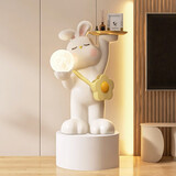 初见北欧落地灯客厅沙发旁可调光月球灯卧室床头设计感氛围灯立式摆件 大白兔落地收纳夜灯+展台
