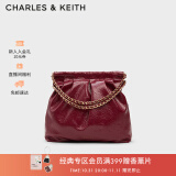 CHARLES&KEITH子母链条大容量流浪包托特包单肩斜挎包女包生日礼物CK2-40671449 Burgundy葡萄酒红色 L