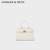 CHARLES&KEITH金属扣带饰手提包单肩包凯莉包包女包女士CK2-50160102 Cream奶白色 M