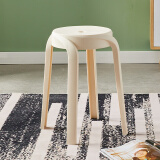 迈亚家具简易叠放高凳子塑料椅子北欧加厚塑料圆凳子家用客厅板凳网红胶凳 奶白色 L.G.F加强版