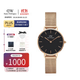 丹尼尔惠灵顿（DanielWellington）dw手表女 简约时尚欧美腕表石英女士手表 生日礼物送女友 28mm女表-黑盘玫瑰金钢带/DW217